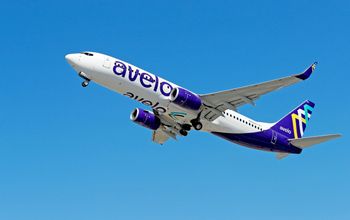 Avelo Airlines plane taking off from Hollywood Burbank Airport in Los Angeles, California.