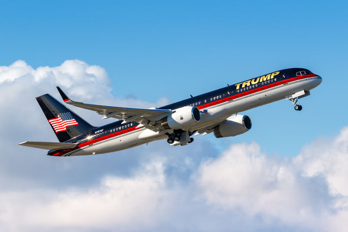 Boeing 757 of Donald Trump departing from Palm Beach airport.