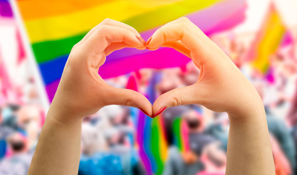 hands, heart, pride, LGBTQ, gay rights, rainbow, flag, love