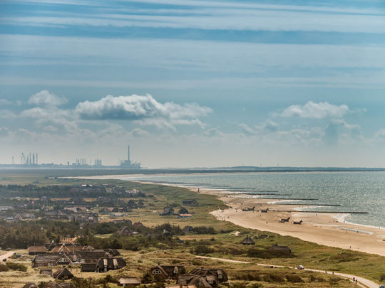 Holiday vacation homes cottages in Blaavand at the North Sea coast in Denmark