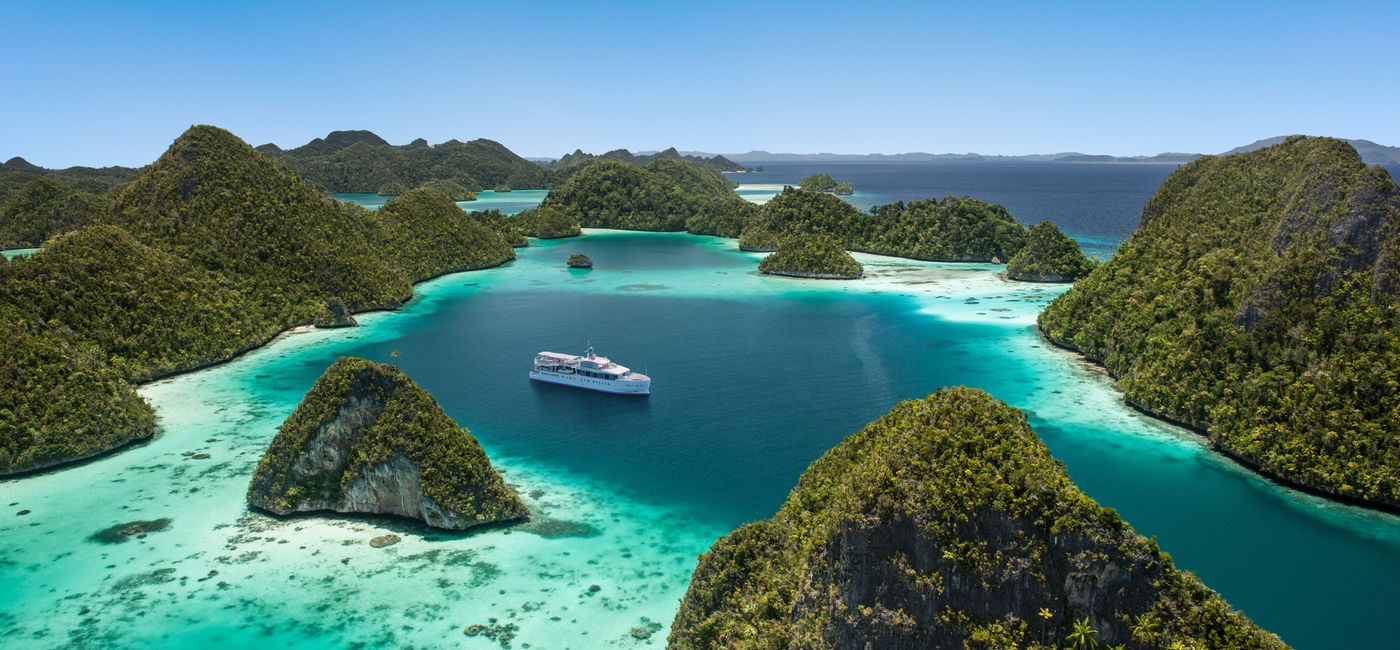 Image: A PONANT ship in Raja Ampat, Indonesia. (Photo Credit: PONANT)