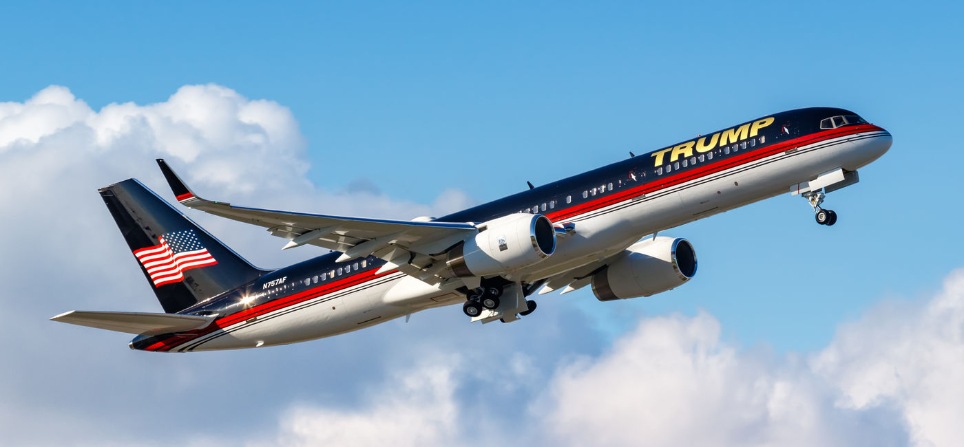 Image: Boeing 757 of Donald Trump departing from Palm Beach airport. (Photo Credit: Markus Mainka / Adobe Stock)