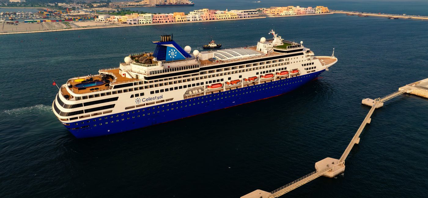 Image: Celestyal Journey arrived in Doha, Qatar, on November 30 (Photo Credit: Celestyal Cruises)