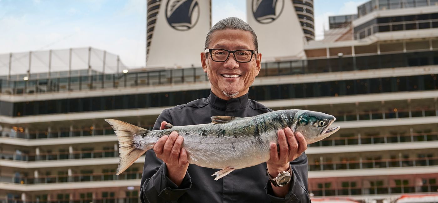 Image: Chef Masaharu Morimoto serve as Holland America Line’s “Fresh Fish Ambassador,” curating seafood dishes in the ships’ dining rooms and new pop-up restaurants. (Source: Holland America Line)