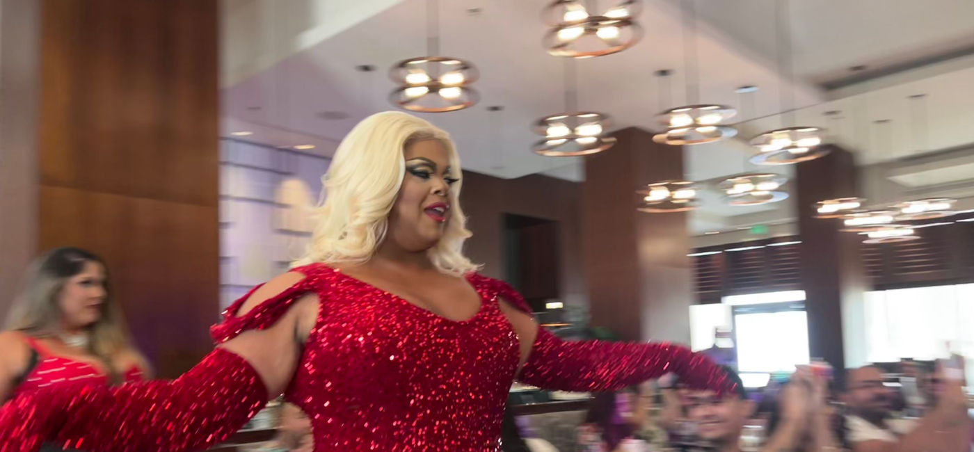 Image: Drag queen Latoya Fruitpunch performs at the Sheraton Puerto Rico Resort & Casino's drag brunch. (Photo Credit: Photo by Paul J. Heney.)