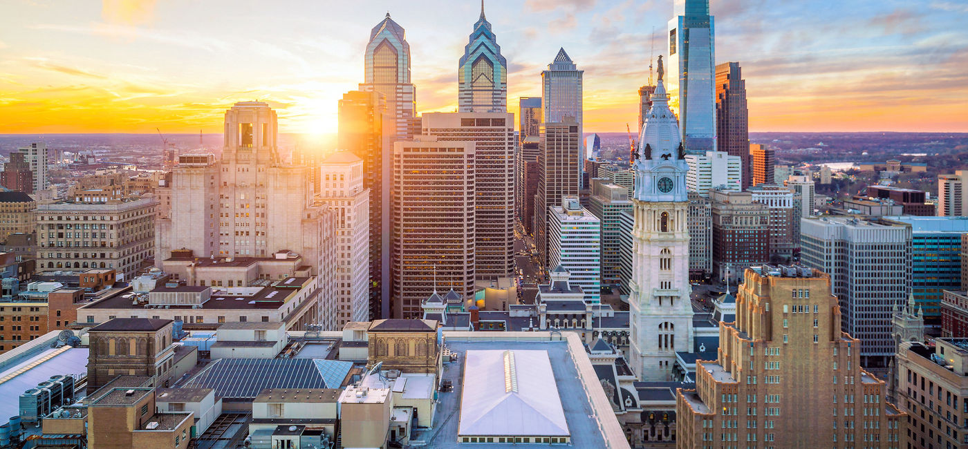 Image: PHOTO: Skyline of downtown Philadelphia at sunset. (photo via f11photo/iStock/Getty Images Plus) (f11photo / iStock / Getty Images Plus)