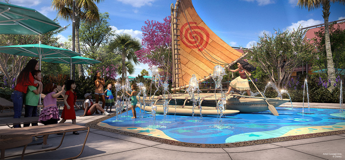 Image: Rendering of the new Moana's Voyage splash area at Disney’s Polynesian Villas & Bungalows' Island Tower. (Photo Credit: Walt Disney World Resort)