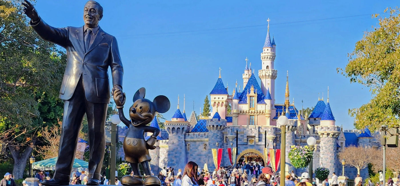 Image: Sleeping Beauty Castle, as behind the "Partners" statue at the Disneyland Resort, Anaheim, California. (Photo Credit: Laurie Baratti)