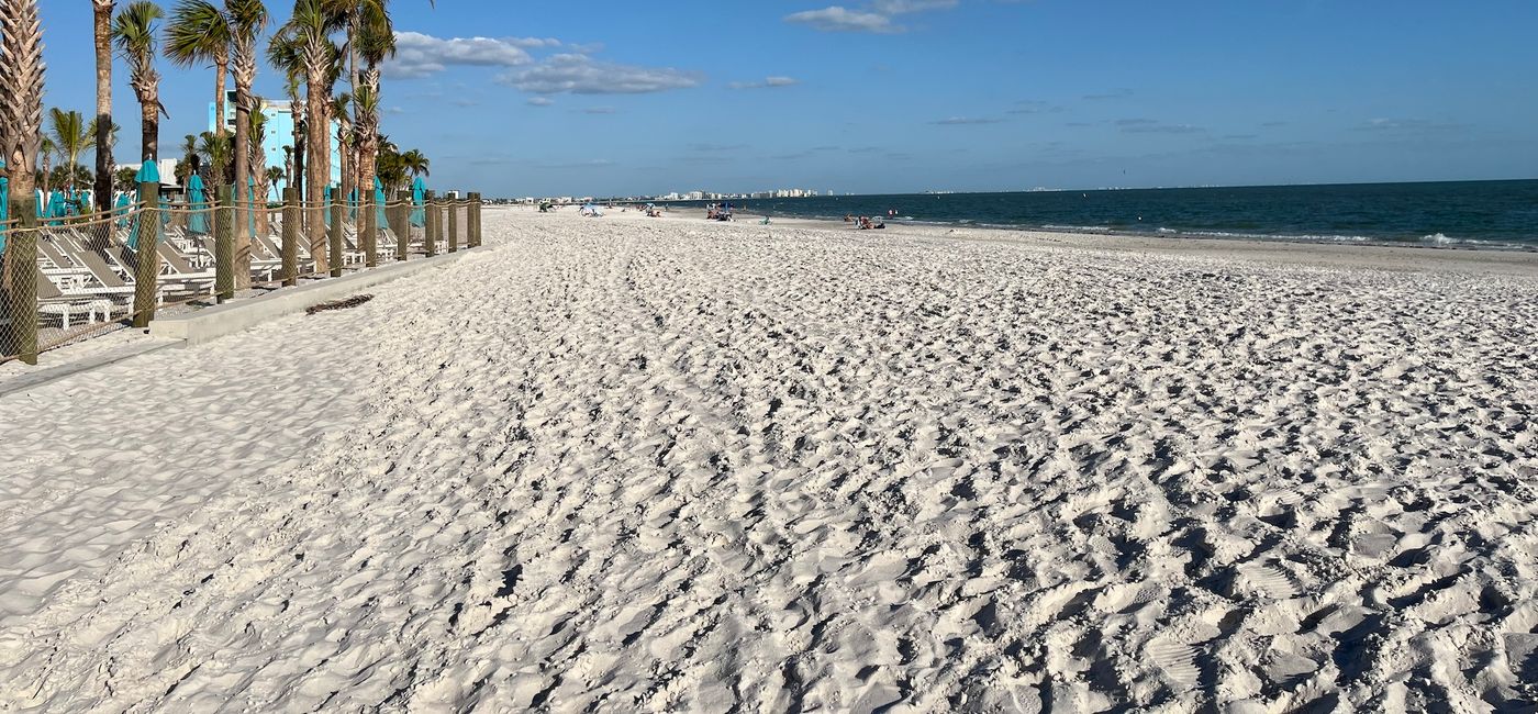 Image: The long stretch of beach just outside the Margaritaville resort in Fort Myers. (Photo Credit: Theresa Norton)