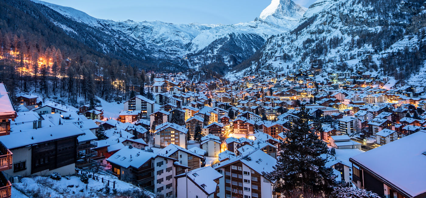 Image: Zermatt, Switzerland, with Matterhorn mountain in the background. (Photo Credit: Adobe Stock/PnPy)