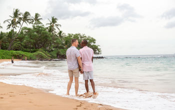 Queer couple on beach