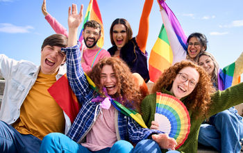 Young people at an LGBTQ+ Pride celebration.