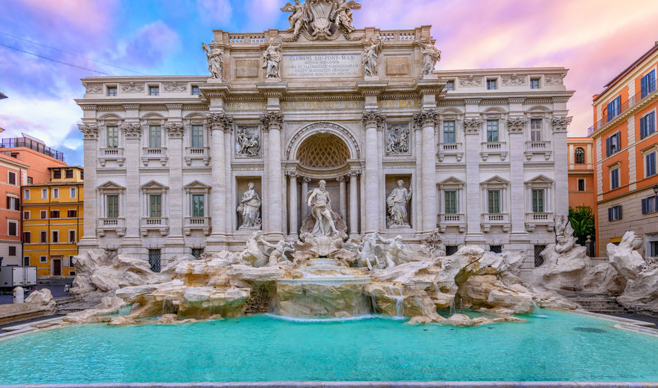 The Trevi Fountain in Rome, Italy.