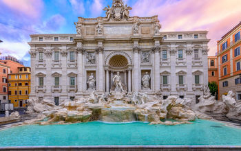 The Trevi Fountain in Rome, Italy.