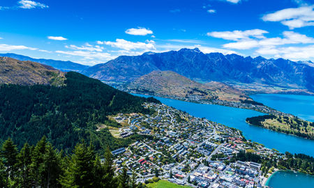 Aerial view of Queenstown Valley, New Zealand (filipefrazao / iStock / Getty Images Plus)