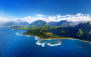 Beautiful aerial view of spectacular Na Pali coast, Kauai, Hawaii (maximkabb / iStock / Getty Images Plus)