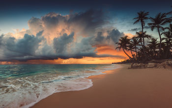 A storm approaching a Caribbean island