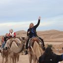 Riding a camel in Morocco