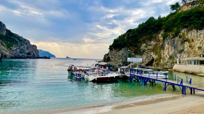 The harbor at Paleokastritas in Corfu, Greece