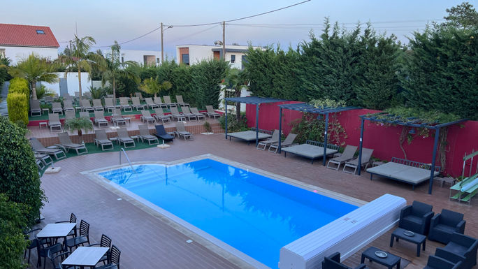 The pool area at Villa 3 Caparica.