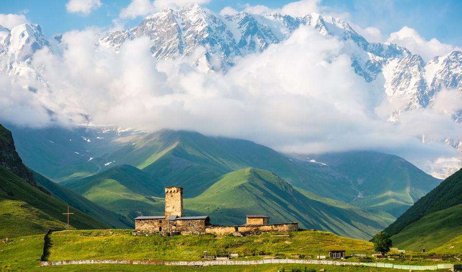 A view of Ushguli in Svaneti, Georgia, Europe, European views