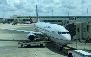 United Airlines plane at gate