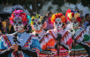 Women celebrating Dia de los Muertos in Mexico