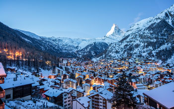 Zermatt, Switzerland, with Matterhorn mountain in the background.