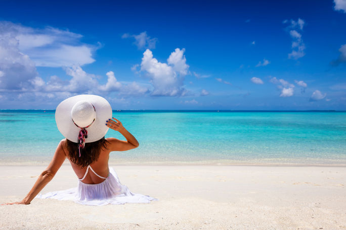 Woman enjoying a Caribbean beach